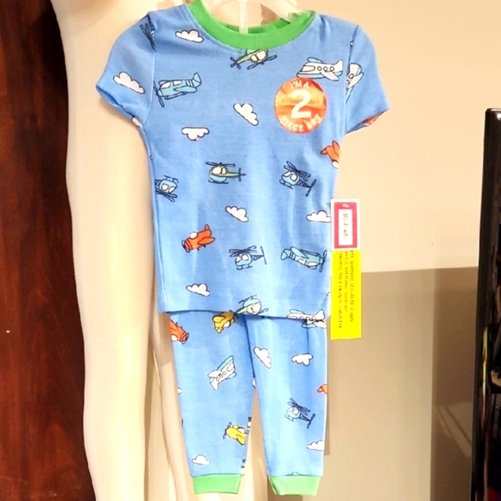 NEW BOYS 2PC Kidgets Blue Helicopter Pajama Set